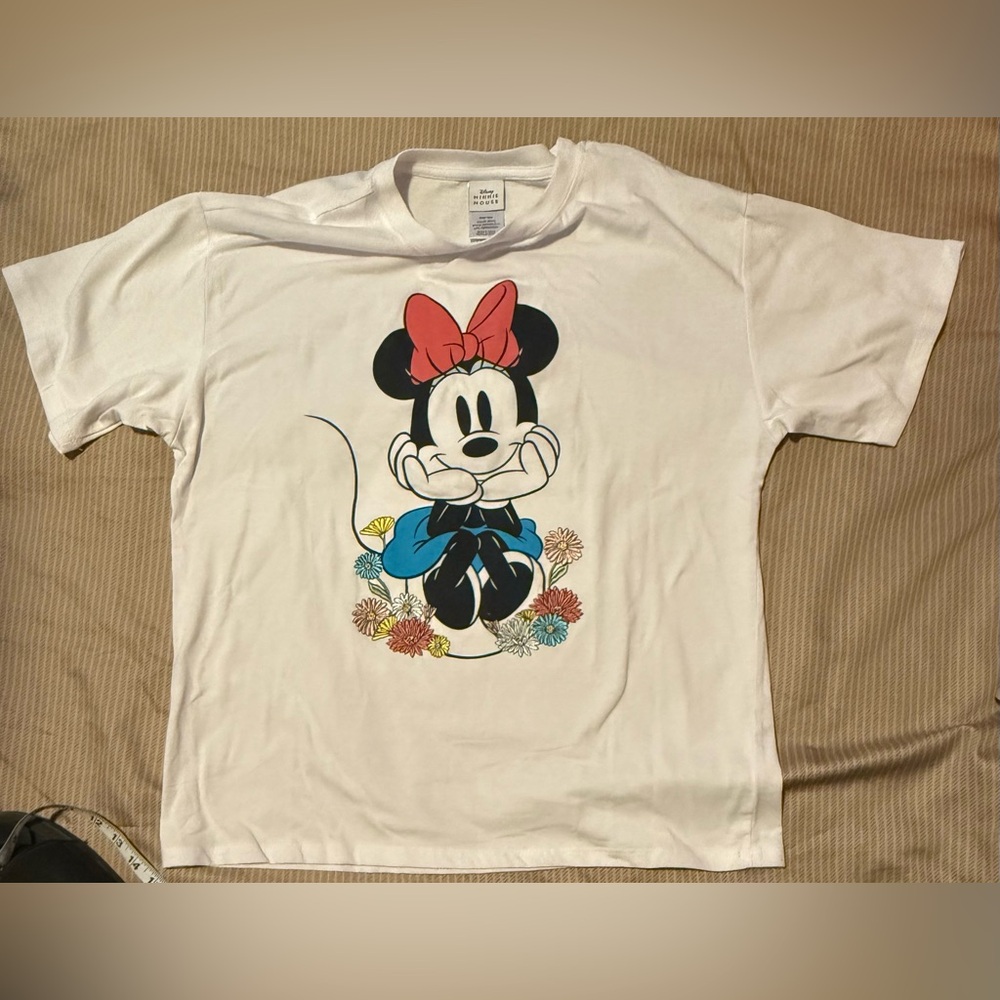 Disney Minnie Mouse Embroidered Flowers Graphic T-Shirt